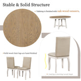 5-Piece Farmhouse Dining Table Set Wood Round Extendable Dining Table