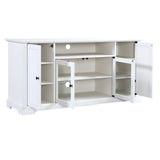 TV Stand for TV up to 65in with 2 Tempered Glass Doors Adjustable Panels