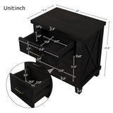 Rustic Farmhouse Style 3 Pieces Bedroom Sets Blackwash Queen Bed with 2 Drawers, Nightstand and Dresser, Coffee