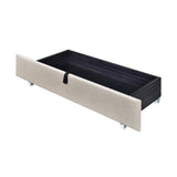 Queen Size Upholstered Platform Bed with LED Frame and 4 Drawers, Linen Fabric