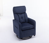 Navy Blue Fabric Swivel Rocking Chair
