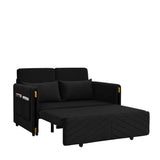 Black Convertible Sofa Bed Loveseat with Pull Out Bed