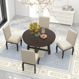 Farmhouse Dining Table Set Wood Round Extendable Dining Table