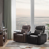 Recliner with USB Charging Port and Hidden Arm Storage 2 Cup Holders Design and 360° Swivel Tray