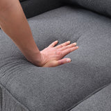 4-Seater Modern Linen Fabric Sofa with Armrest Pockets