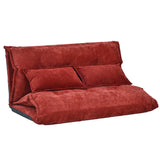 Red Adjustable Folding Futon Sofa with Two Pillows
