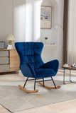 Velvet Fabric Rocking Chair,Blue