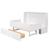 Queen Size Mobile Murphy Bed with Drawer and Little Shelves