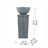 Gray Polyresin Gray Zen Bowl Water Fountain, Outdoor Bird Feeder /Bath Fountains, Relaxing Water Feature for Garden Lawn Backyard Porch