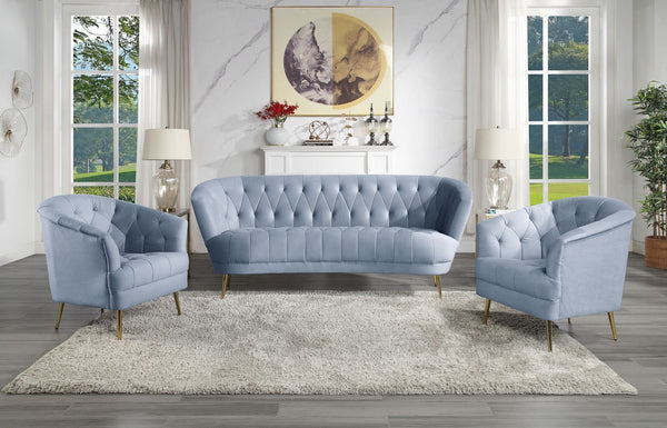 Sofa w/2 Pillows, Light Gray Velvet