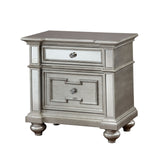 Nightstand Silver Solid Wood Mirror Panel Accents