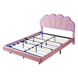 Queen Size Upholstered LED Platform Bed with Storage Ottoman-Velvet