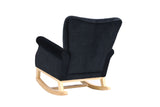 Black Mid Century Fabric Rocker Chair with Wood Legs
