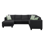 Sectional Sofa Couches Living Room Sets, 7 Seats Modular Sectional Sofa with Ottoman, L Shape Fabric Sofa Corner Couch Set with 3 Pillows