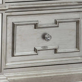Nightstand Silver Solid Wood Mirror Panel Accents