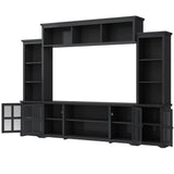 Minimalism Style Entertainment Wall Unit with Bridge, Modern TV Console Table for TVs Up to 70"