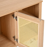 64.4" Rattan TV Stand for 65/70 inch TV Living Room Storage Console Entertainment Center