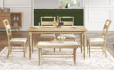 6-peice Dining Set with Turned Legs, Kitchen Table Set with Upholstered Dining Chairs