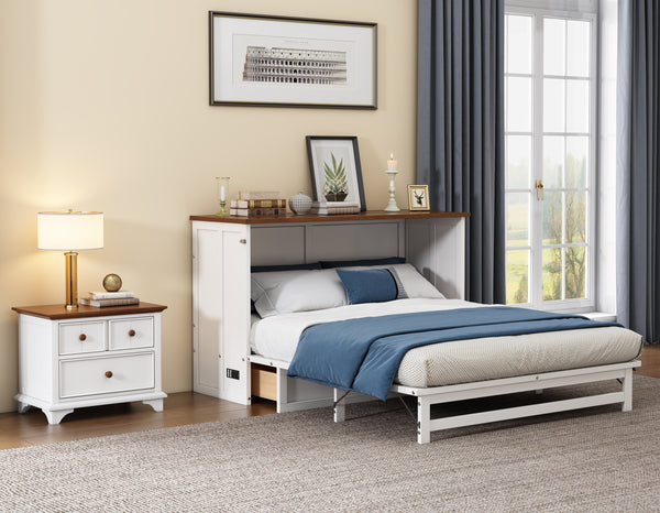Full Murphy Bed and Nightstand