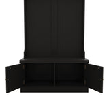 Black Hall Tree with Storage Shoe Bench for Entryway and Hallway