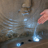 High Sandstone Buddha Fountain, Indoor Outdoor Water Fountain with Light