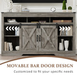 3 Level Adjustable Shelves Barn Door Light Gray Wood Tv Stand