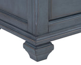Queen Size Sleigh Bed, Corduroy Blue Finish