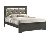 Queen 5 Pc Tufted Upholstery LED Bedroom set