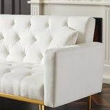 Cream White Convertible Folding Futon Sofa Bed