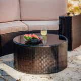 4 Piece Patio Conversation Semi Circle Sofa Set- • 4 Armless Chairs
 • 2 End Tables
 • 1 Coffee Table