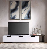 TV Stand, White High Gloss & Rustic Oak