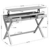Lift Desk with 2 Drawer Storage, Computer Desk with Lift Table Top