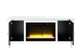 Silver TV STAND W/FIREPLACE Mirrored & Faux Diamonds
