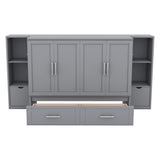 Full Size Murphy Bed with Shelves, Drawers and USB Ports