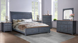 Queen Size Sleigh Bed, Corduroy Blue Finish