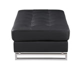 Black Genuine Leather Ottoman