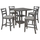 5-Piece Wooden Counter Height Dining Set with Padded Chairs