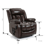 Anitque Brown Leather lift chair Dual Motor  with 8-Point Vibration Massage and Lumbar Heating