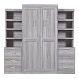 Twin Size Murphy Bed with Storage Shelves and Drawers