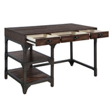 Writing Desk, Espresso Oak Finish & Antique Black