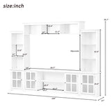 Minimalism Style Entertainment Wall Unit with Bridge, Modern TV Console Table for TVs Up to 70", Multifunctional TV Stand with Tempered Glass Door