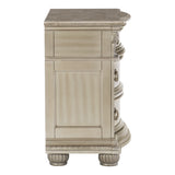 Silver Finish European Design 1pc Nightstand w Genuine Marble Top