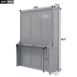 Queen Size Grey Murphy Bed with Shelf