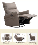 Brown Rocking Recliner Rocking Chair - 360 Degree Swivel