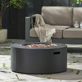 Patio Gas-burning Fire Pit Outdoor Iron Propane Fireplace, 32" Round Fire Pit - 40,000 BTU, Tank outside, Dark Grey