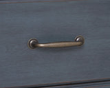 Queen Size Sleigh Bed, Corduroy Blue Finish