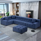 Modular Seating Sofa Couch L-Shaped Sectional sofa with Ottoman BLUE