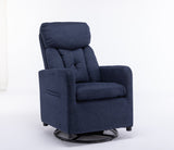 Navy Blue Fabric Swivel Rocking Chair