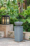 Gray Polyresin Gray Zen Bowl Water Fountain, Outdoor Bird Feeder /Bath Fountains, Relaxing Water Feature for Garden Lawn Backyard Porch