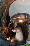 Decorative Brown Water Foutain with Otter Design, with Light and Pump, for Indoor and Outdoor